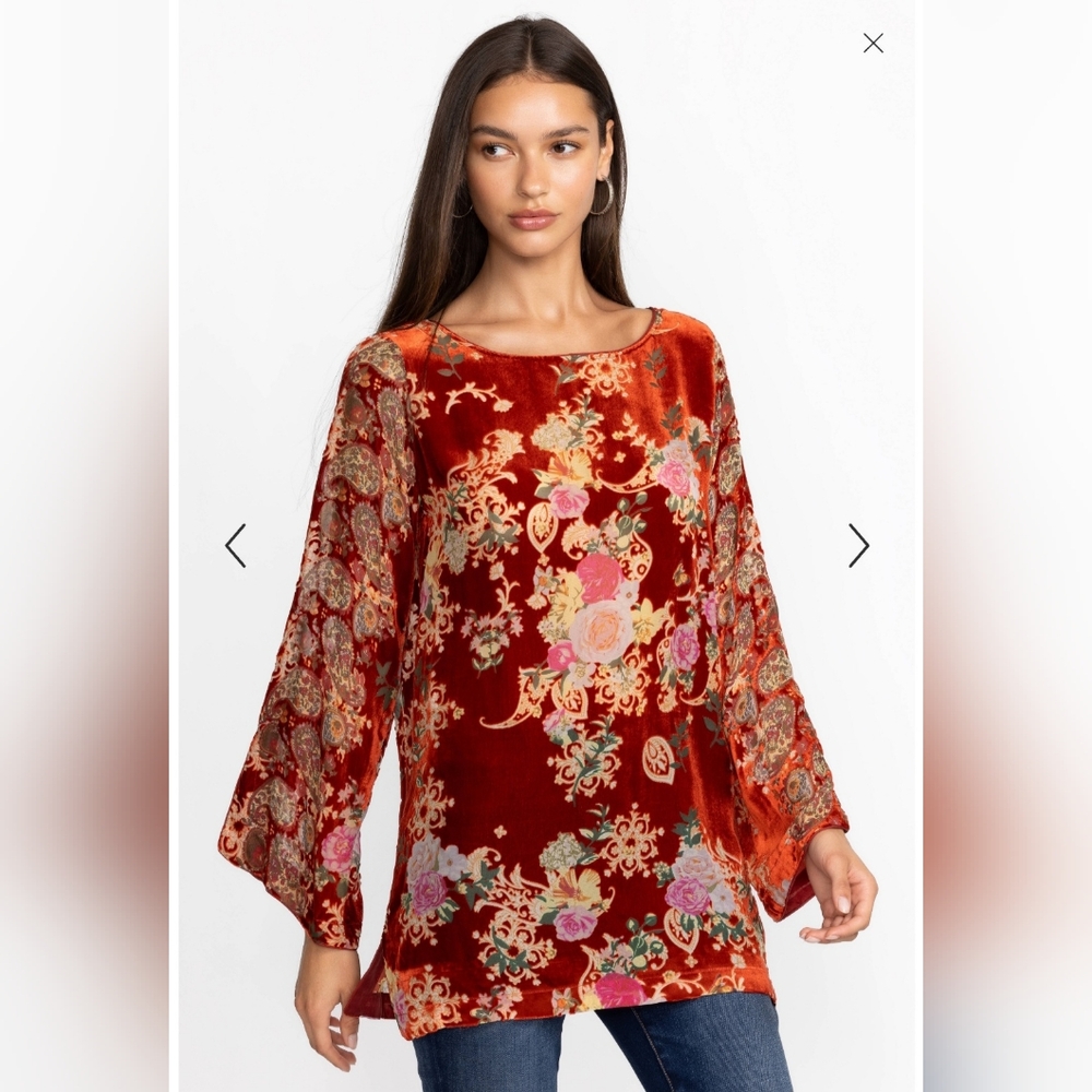 Johnny Was Red Paisley Kimi Tunic NWT Size Small